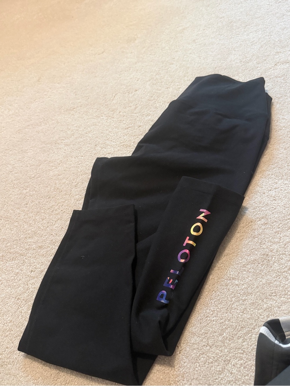Peloton Capri Black Leggings with Rainbow Logo